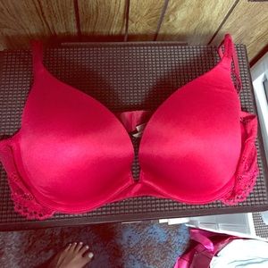 Red lace back VS pushup bra
