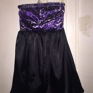 Purple and black cheetah semi formal dress