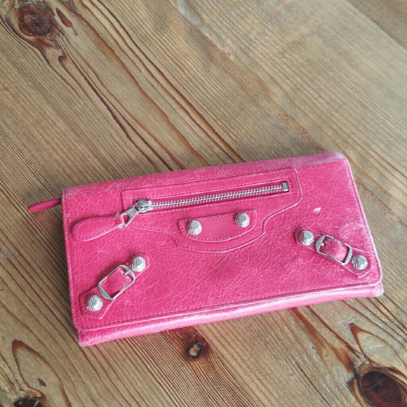 Balenciaga Giant Silver Wallet in Rose Thulian