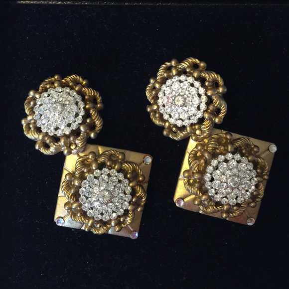 Gold and Rhinestone Earrings