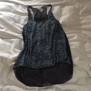 Key Prink Sheer back Tank with accent zipper