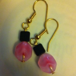Pink and black earrings