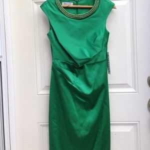 Kay Unger Green Satin Dress
