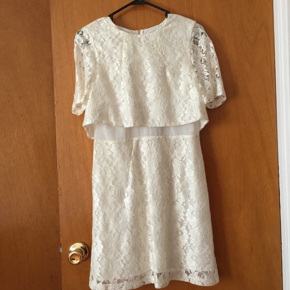 Topshop white lace overlay dress
