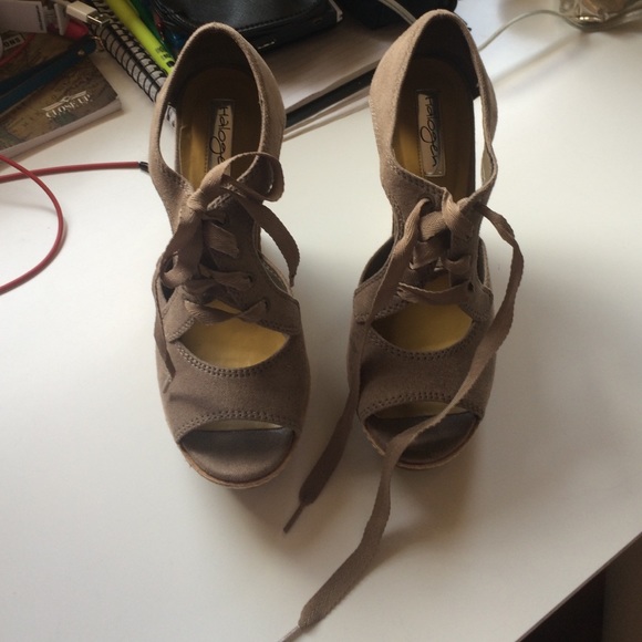 Charcoal lace up wedges