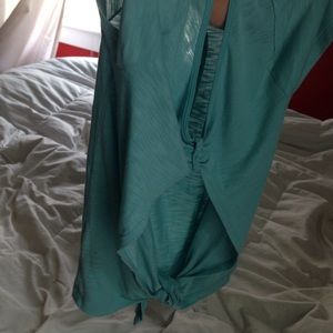 Open Back Teal Shirt with Braided detail