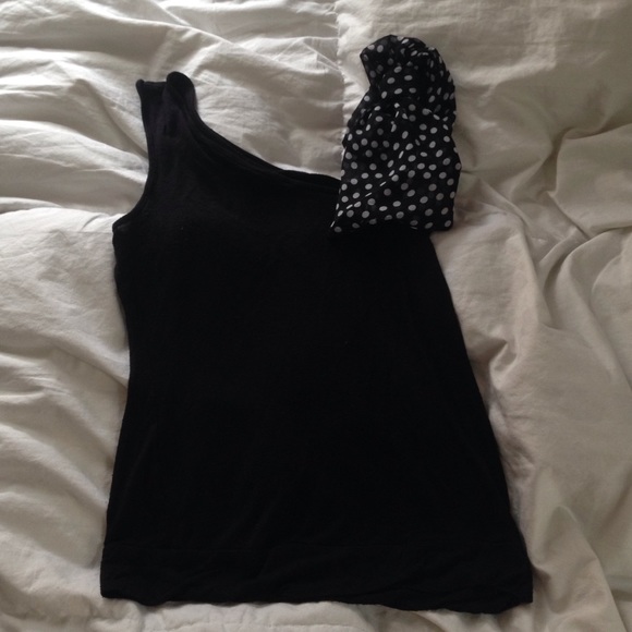 Black Tank with polka dot bow in shoulder