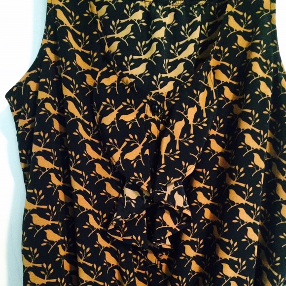 Forever21 Romper - Black with orange birds - Picture 2 of 3