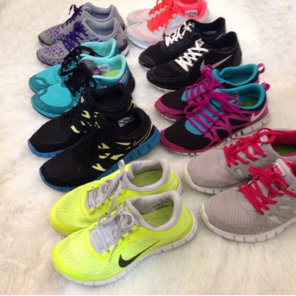 Nike Frees- Purple Leopard & Black/Turq/Fuschia