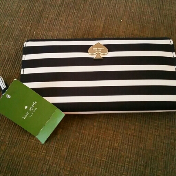 Kate Spade "Lacey" wallet black and white striped