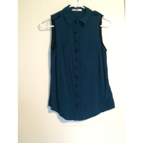 Navy and black collared tank top