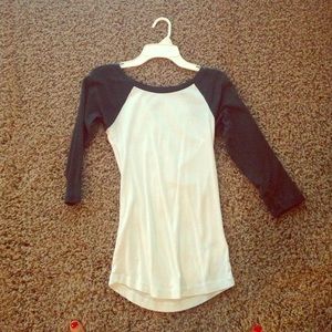 Fitted white and Forrest Green Baseball Tee