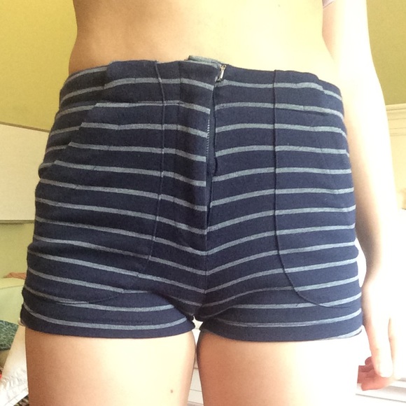 Navy and grey high waisted tight fitting shorts