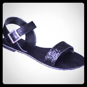 Black glitter sandals