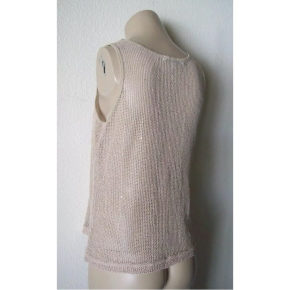 🚫SOLD🚫 Forever 21 Nude Sequin Mesh Net Knit Boxy - Picture 3 of 4