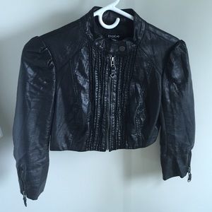 Bebe cropped leather jacket