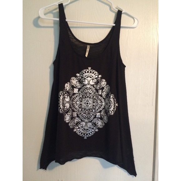 Black cotton tank top with metallic embellishments