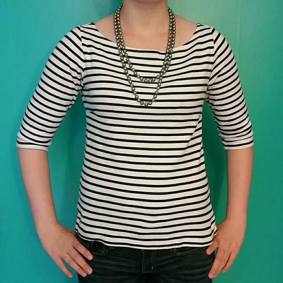 H&M Tops - Navy blue and white stripe shirt