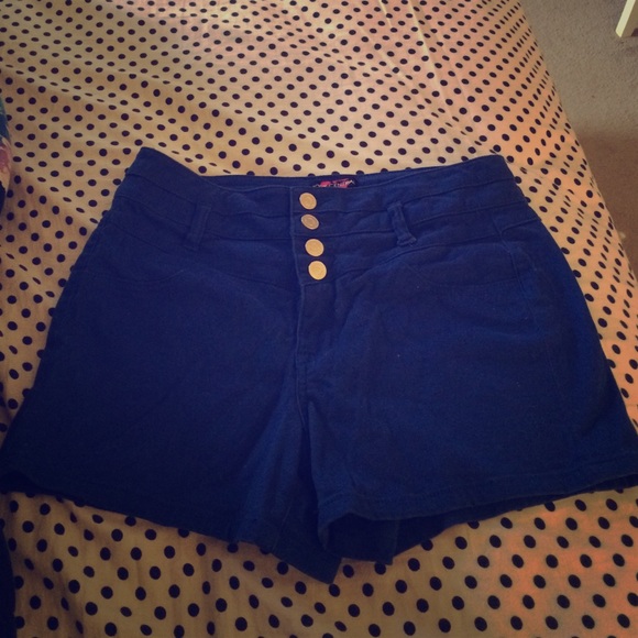 Blue high wasted shorts