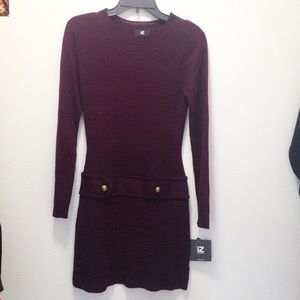 Long Sleeved Maroon Sweater Dress