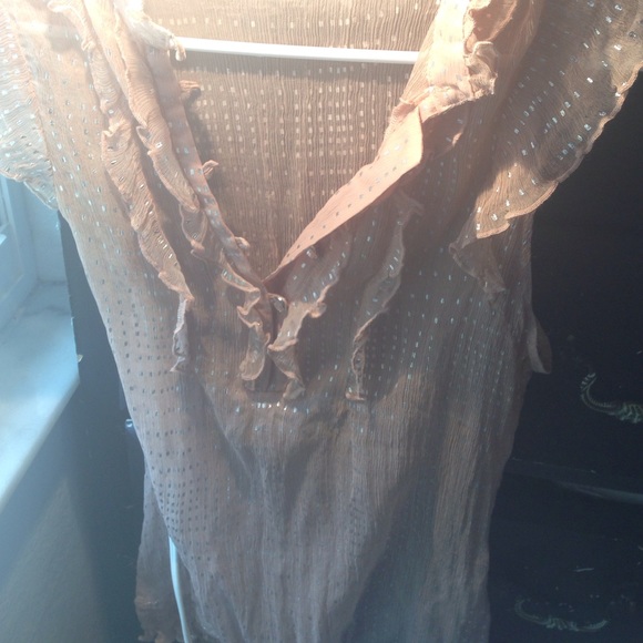 Button up sheer pink blouse