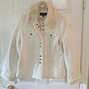 Cream corduroy and fur Jacket