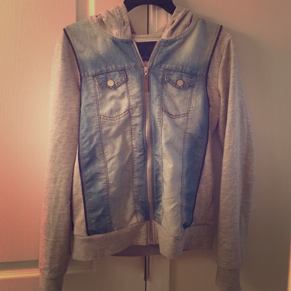 Gray and denim jacket