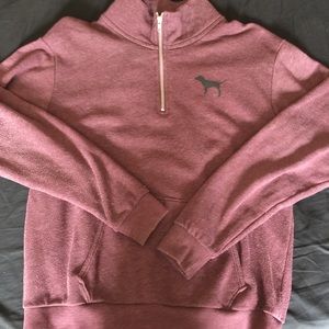 VS Pink cheetah maroon half zip
