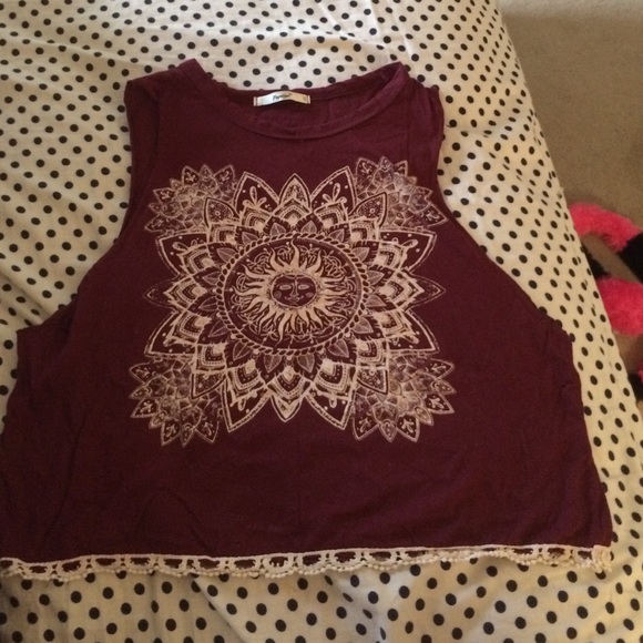 Maroon and white crop top