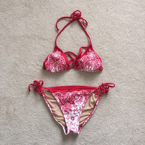 red bandana bathing suit