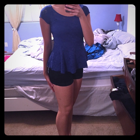 Royal blue, lace peplum