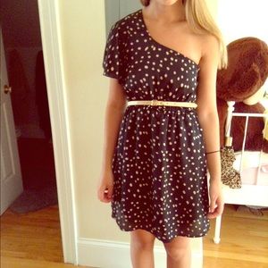 Polka dot one shoulder dress