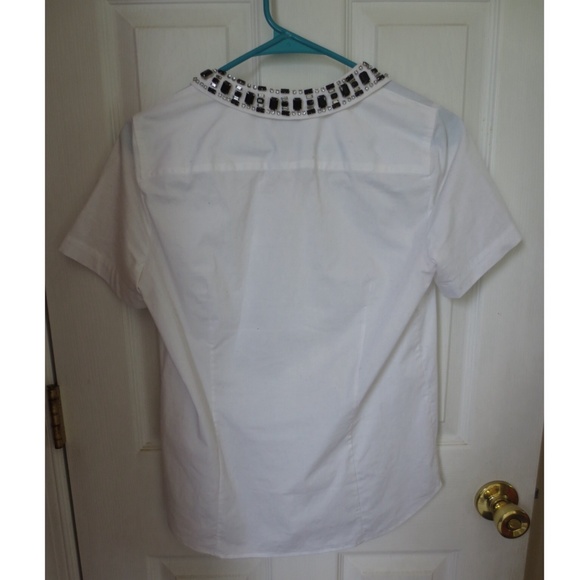 SOLD J.Crew Jeweled-Collar Short Sleeve Shirt - Picture 2 of 4