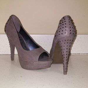 Just Fab Studded Heel Peep Toe Pump