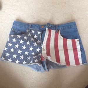 American flag high waisted shorts