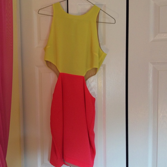 Yellow and hot pink NAVEN dress