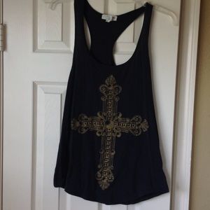 Forever 21 tank top with gold cross S