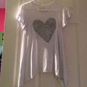 White top with sparkly heart