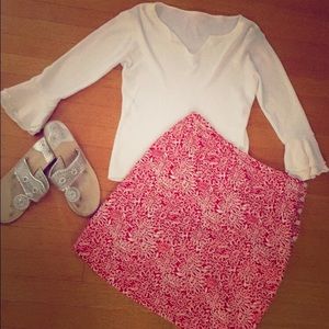 Red floral LOFT Skirt
