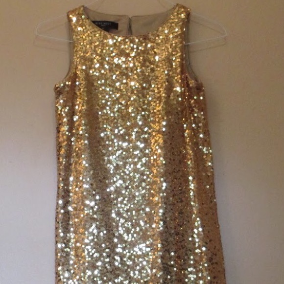Nine West Sleeveless Gold Sequin Mini Dress - Picture 3 of 4