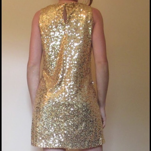 Nine West Sleeveless Gold Sequin Mini Dress - Picture 4 of 4