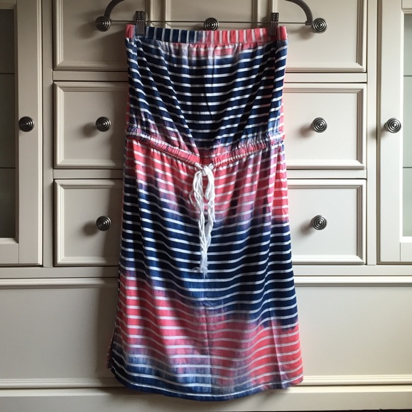 Striped tie dye bathing suit coverup