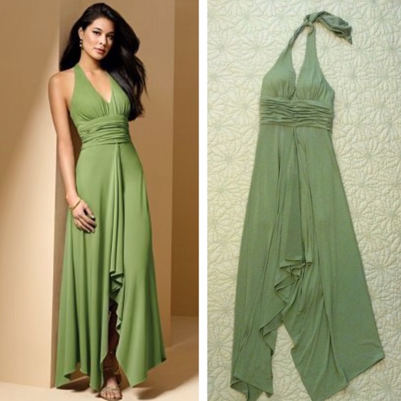 ⭐️ Olive green asymmetrical dress by Alfred Angelo