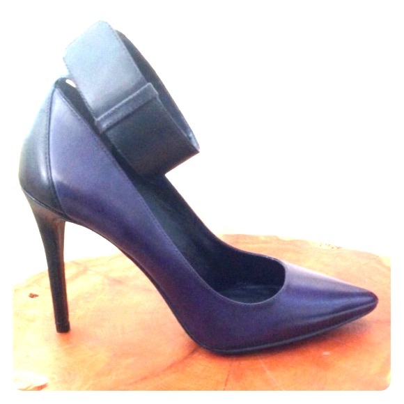 Blue and black heels