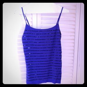 Ann Taylor LOFT Sequin Blue & Black Tank