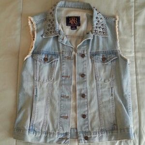 Denim Vest w/Studded Collar