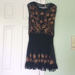 Black and gold free people dress