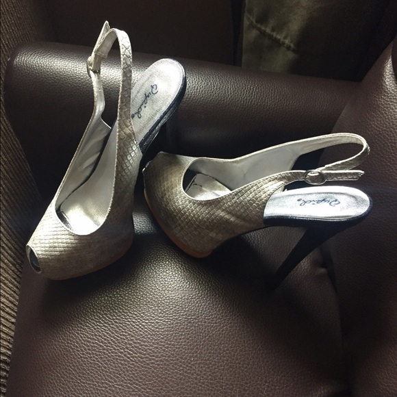 Grey snake skin heels