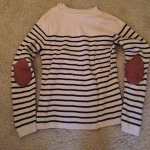 Striped sweater with elbow patches