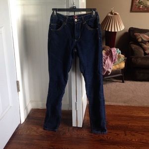 Dark wash skinny jeans
